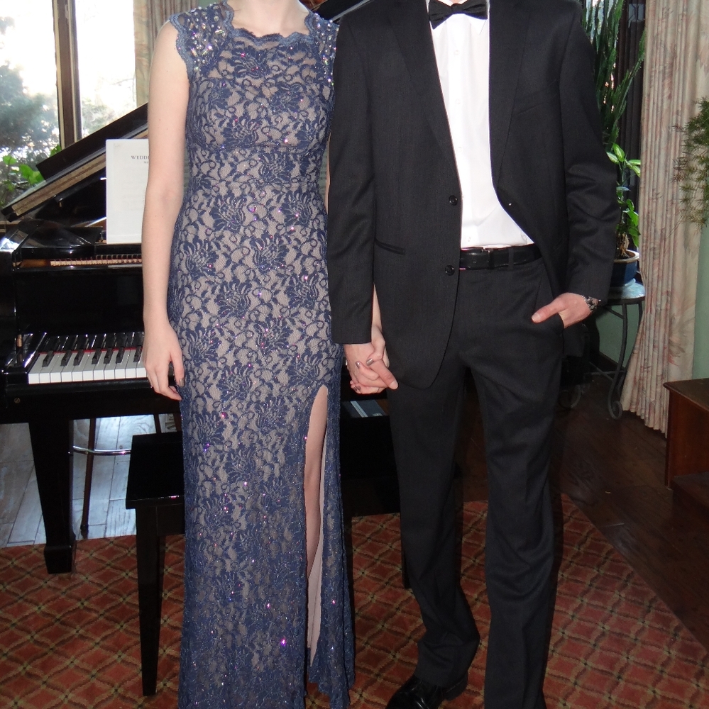 David's Bridal Sequin Lace Prom Dress